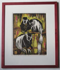 Pauline S Hall SWLA, Colobus Monkeys, woodcut print, artist's proof