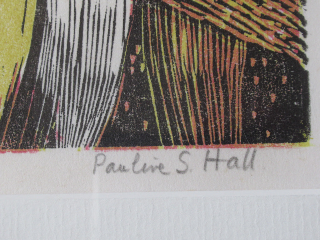 Pauline S Hall SWLA, Colobus Monkeys, woodcut print, artist's proof
