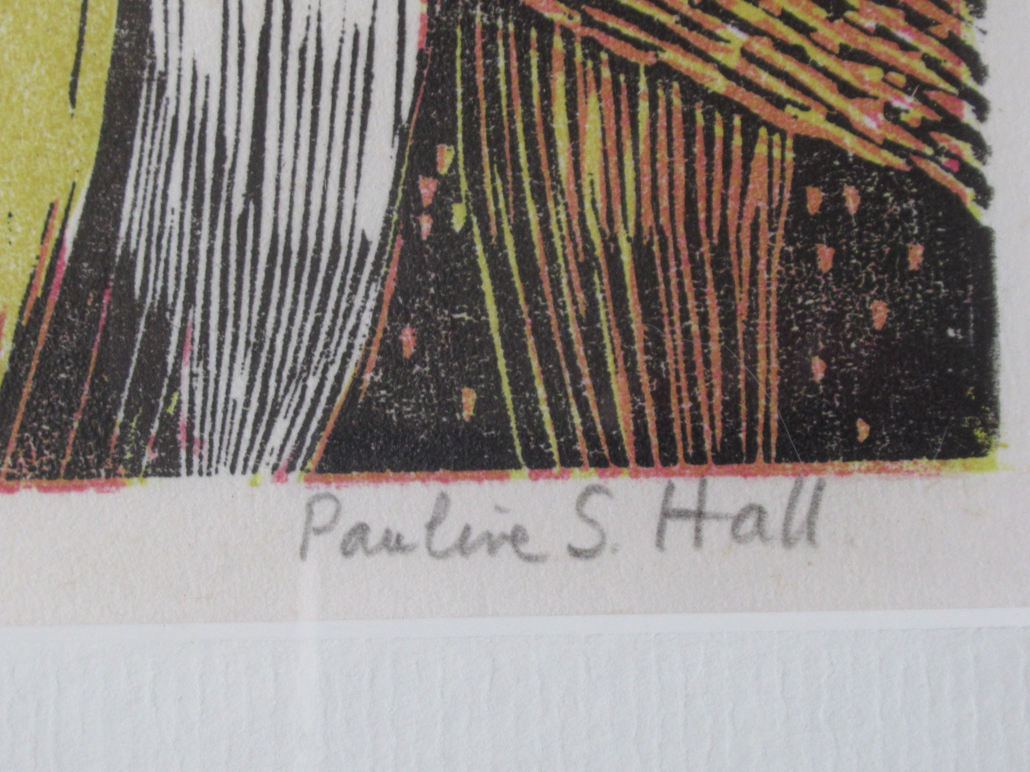 Pauline S Hall SWLA, Colobus Monkeys, woodcut print, artist's proof