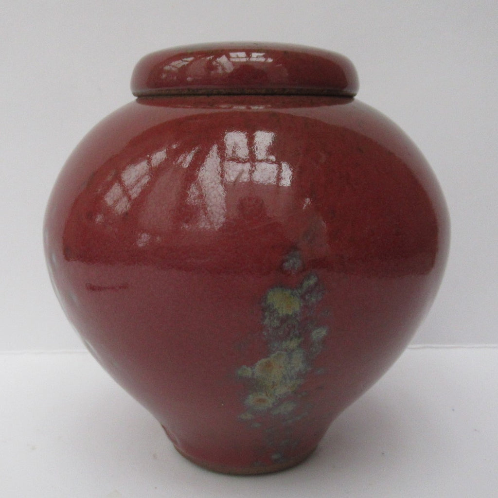 Peter Sparrey studio pottery stoneware sang-be boeuf glazed jar and cover, c1990