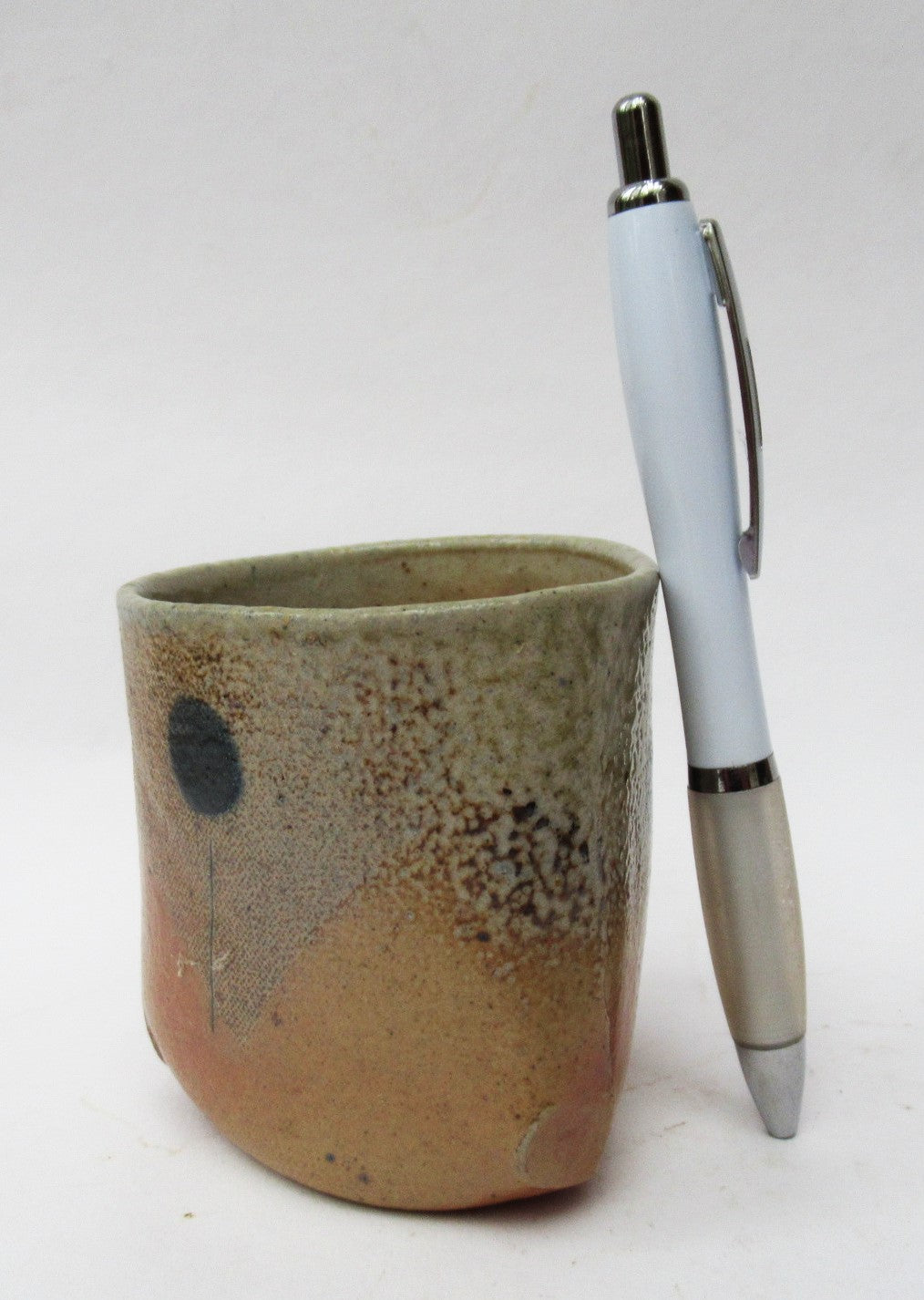 Petra Steward, British studio pottery salt glazed stoneware beaker c1998