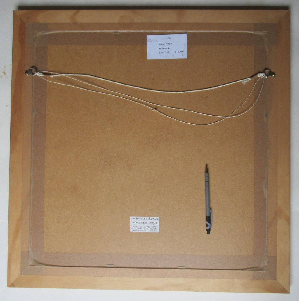 Michael Philpot (Suffolk artist), mixed media drawing entitled Hacker Becker