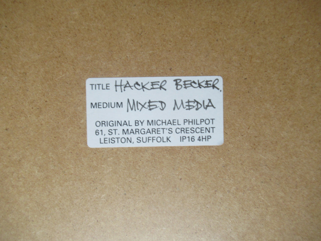 Michael Philpot (Suffolk artist), mixed media drawing entitled Hacker Becker