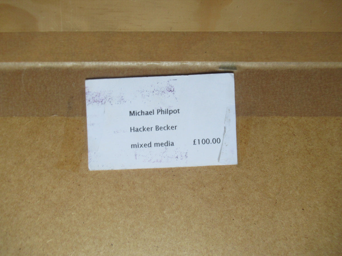 Michael Philpot (Suffolk artist), mixed media drawing entitled Hacker Becker