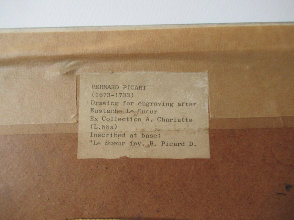 Bernard Picart, Old Master Drawing after Le Sueur, 1733, good provenance, framed