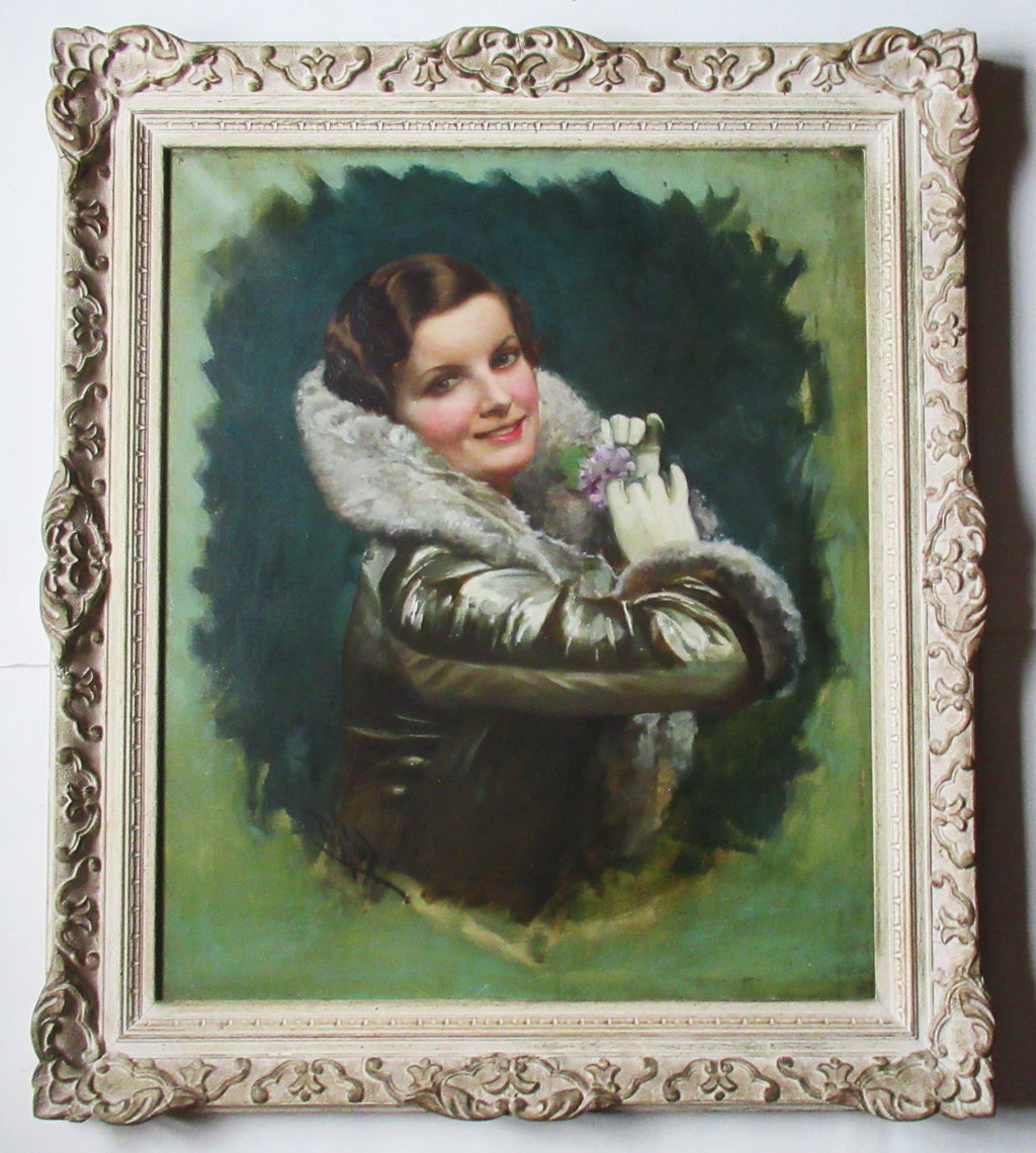 Harold Hume Piffard, The Aviatrix, large oil on canvas , original frame, c1920