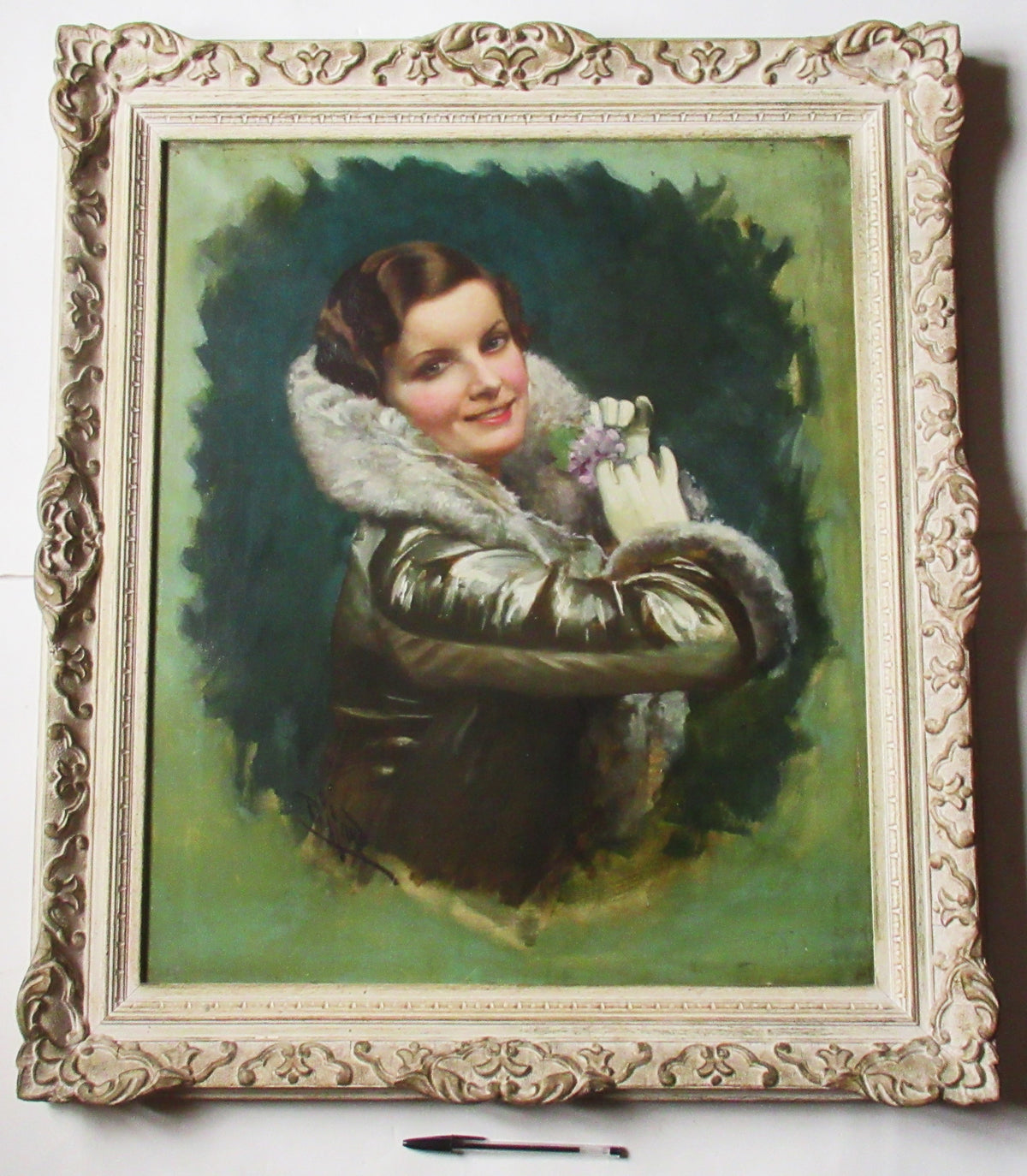 Harold Hume Piffard, The Aviatrix, large oil on canvas , original frame, c1920