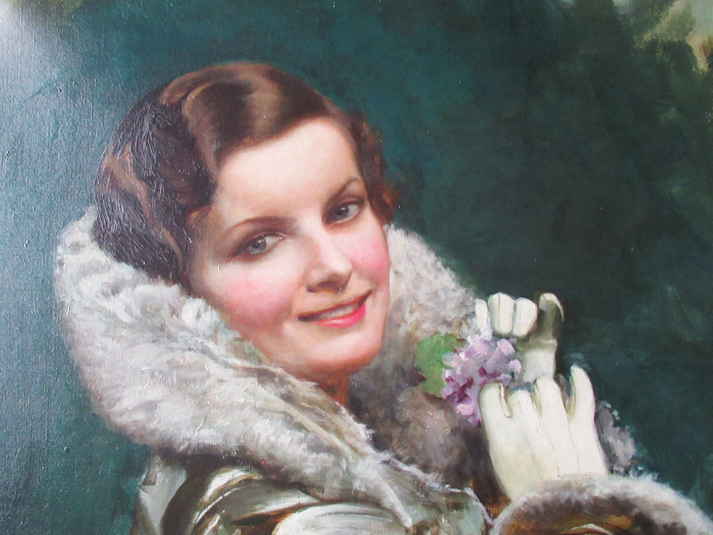 Harold Hume Piffard, The Aviatrix, large oil on canvas , original frame, c1920