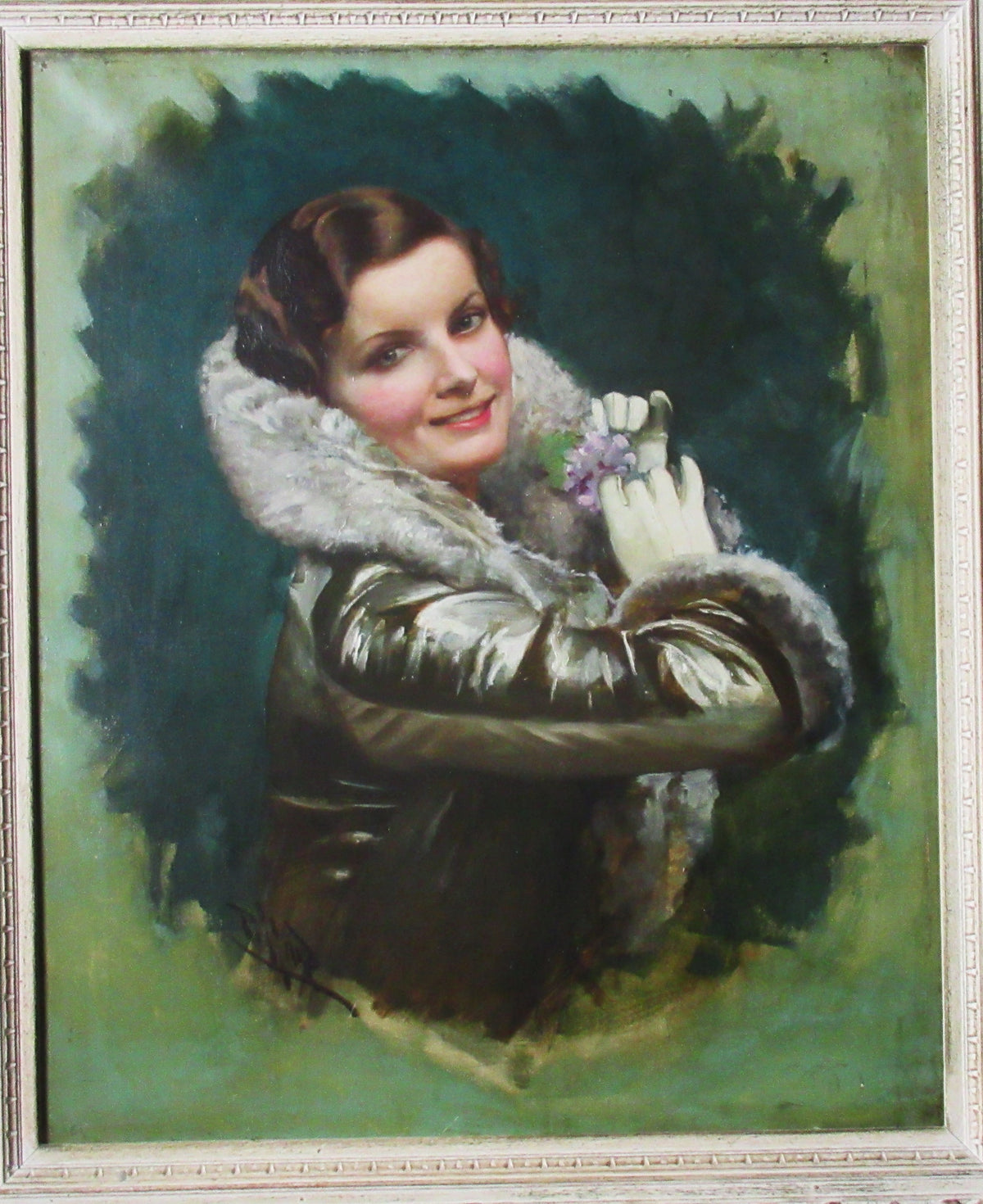 Harold Hume Piffard, The Aviatrix, large oil on canvas , original frame, c1920