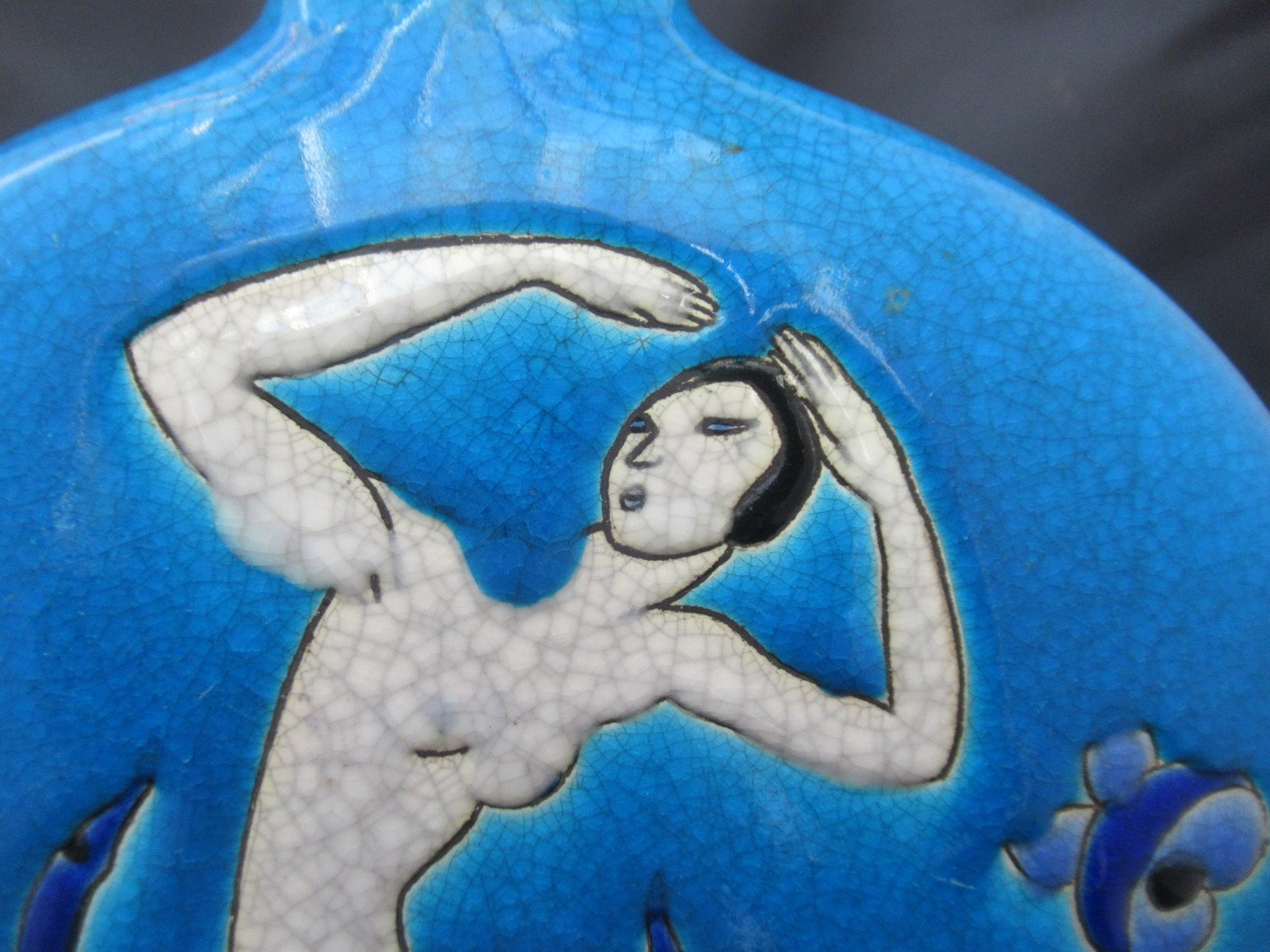 Primavera Au Printemps, Art Deco crackle glaze vase,  Faiencerie Longwy, 1925