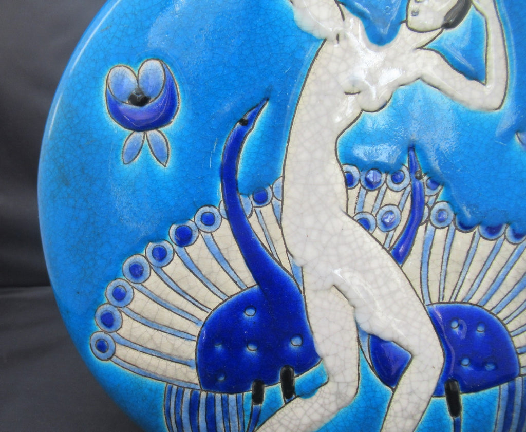 Primavera Au Printemps, Art Deco crackle glaze vase,  Faiencerie Longwy, 1925