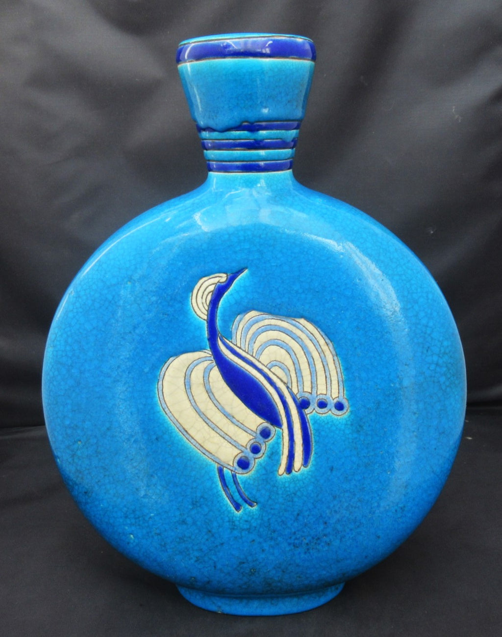 Primavera Au Printemps, Art Deco crackle glaze vase,  Faiencerie Longwy, 1925