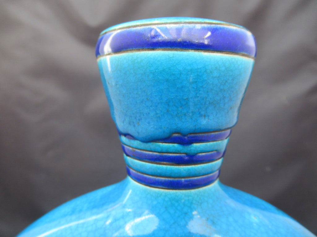 Primavera Au Printemps, Art Deco crackle glaze vase,  Faiencerie Longwy, 1925