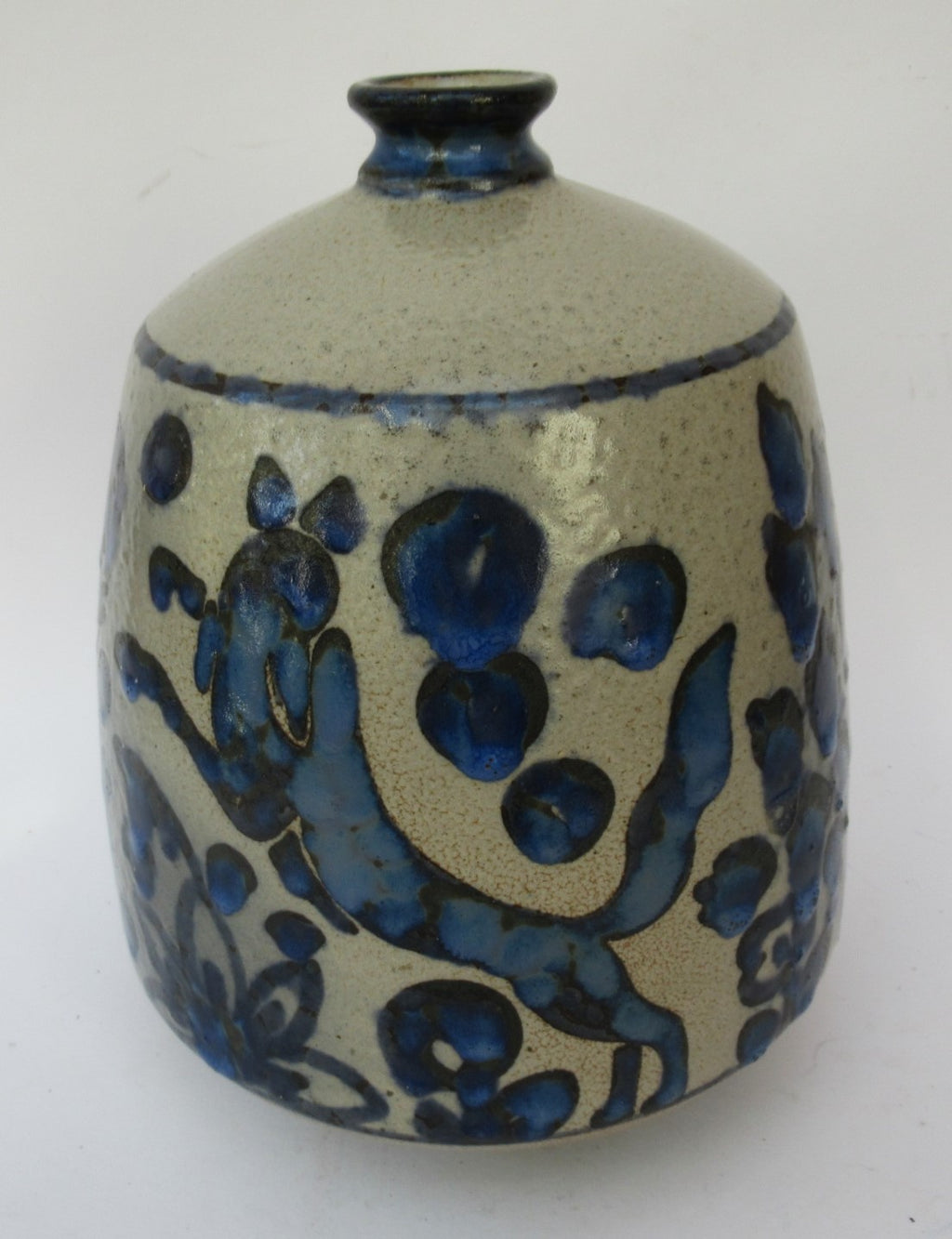 Primavera Printemps French salt glazed bottle vase, c1925, Sainte-Radegonde mark
