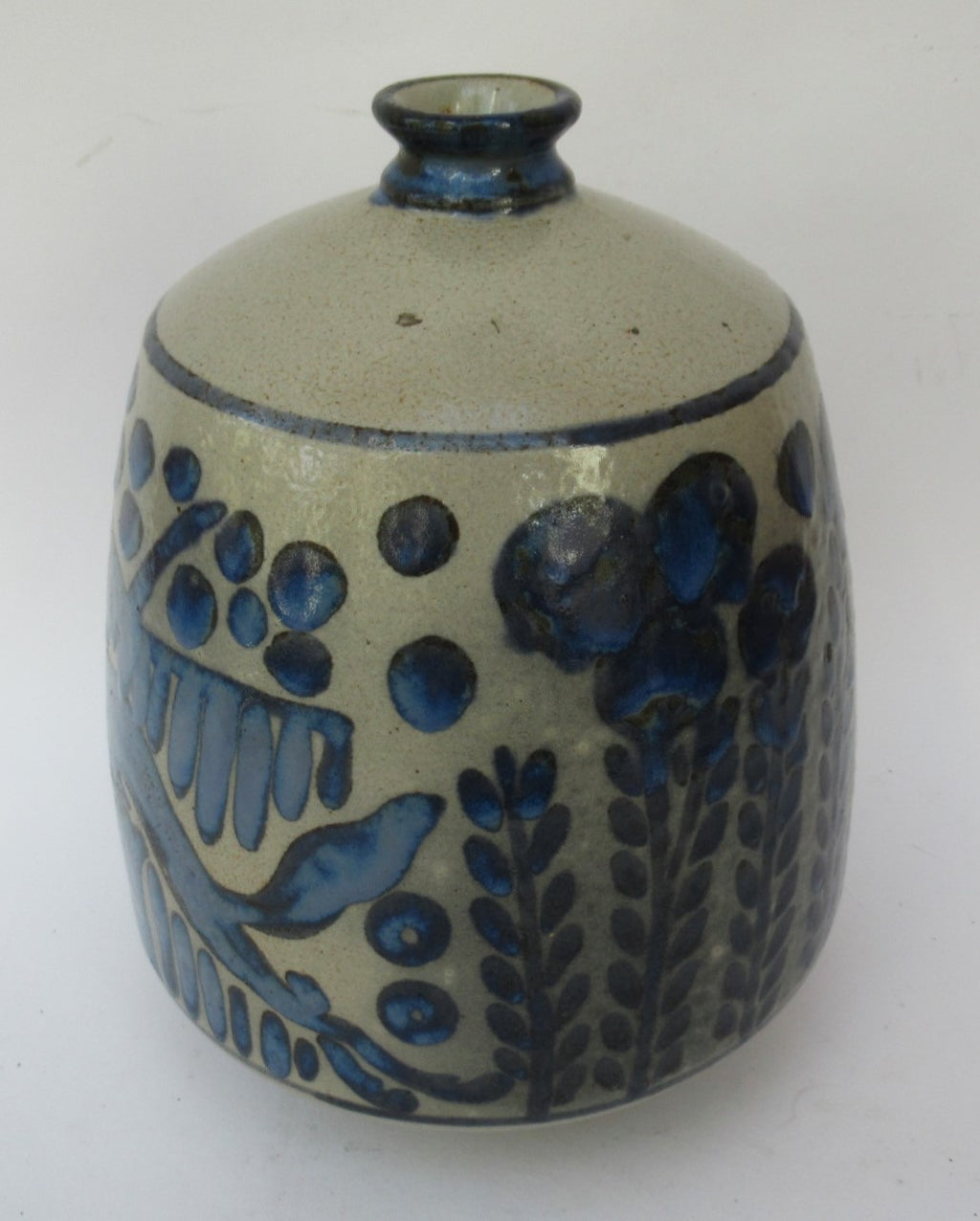 Primavera Printemps French salt glazed bottle vase, c1925, Sainte-Radegonde mark