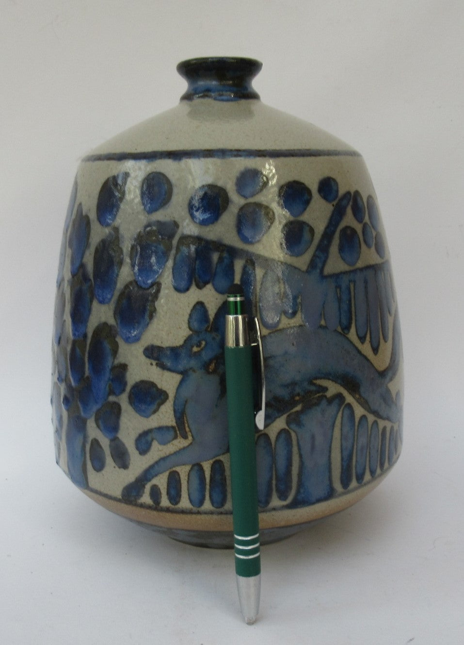 Primavera Printemps French salt glazed bottle vase, c1925, Sainte-Radegonde mark