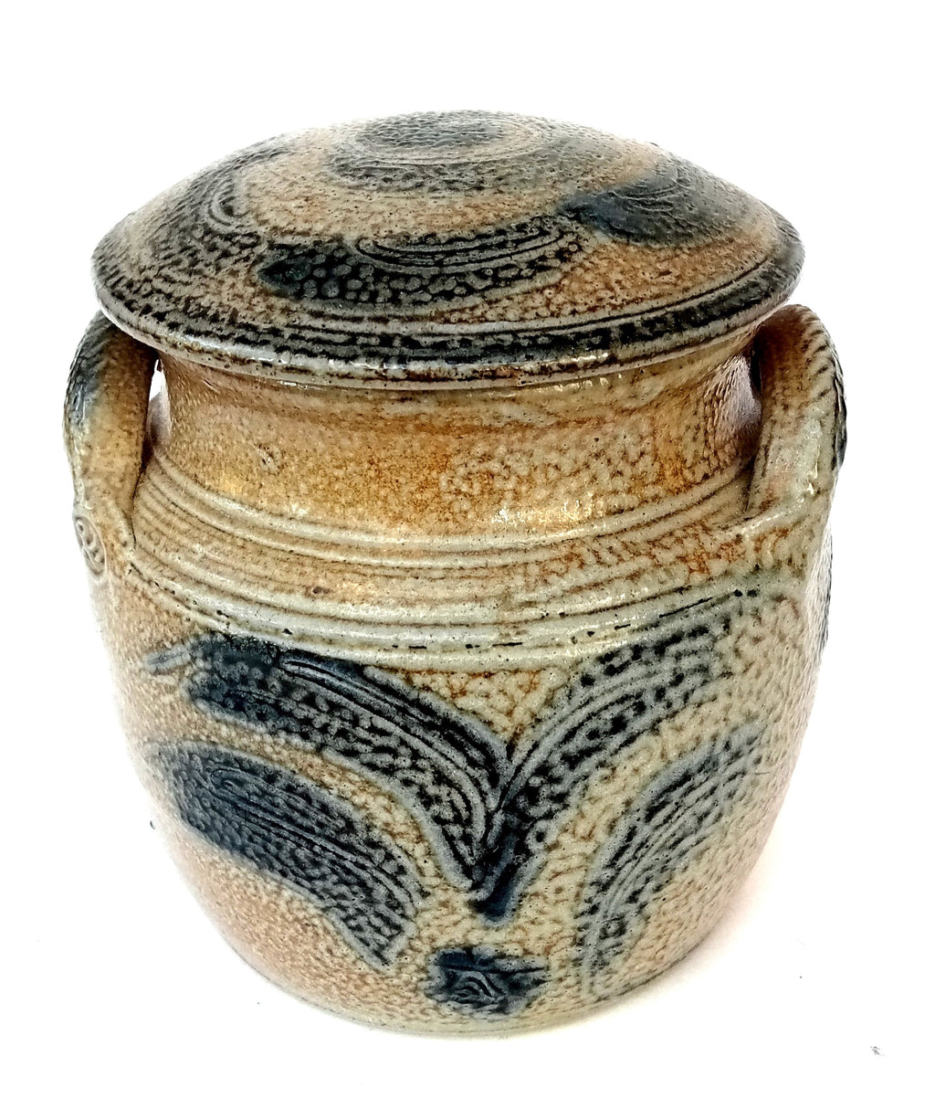 Ray Finch, Winchcombe pottery jar and cover, salt glazed stoneware, 2002
