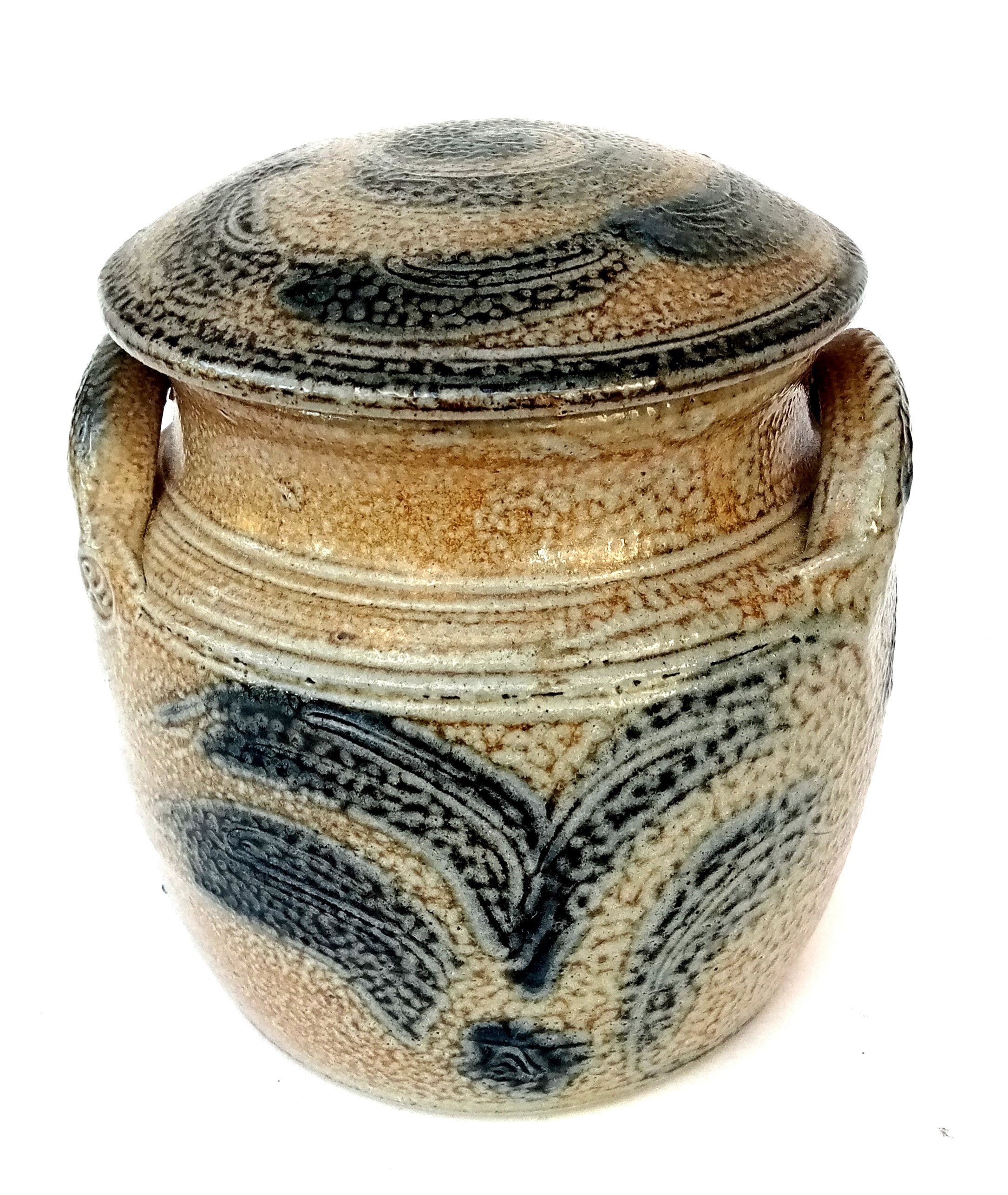 Ray Finch, Winchcombe pottery jar and cover, salt glazed stoneware, 2002
