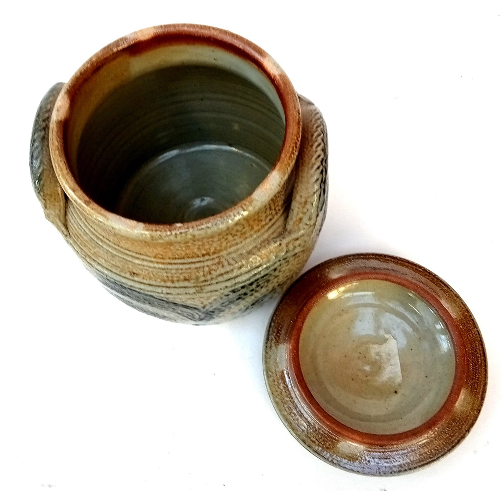 Ray Finch, Winchcombe pottery jar and cover, salt glazed stoneware, 2002