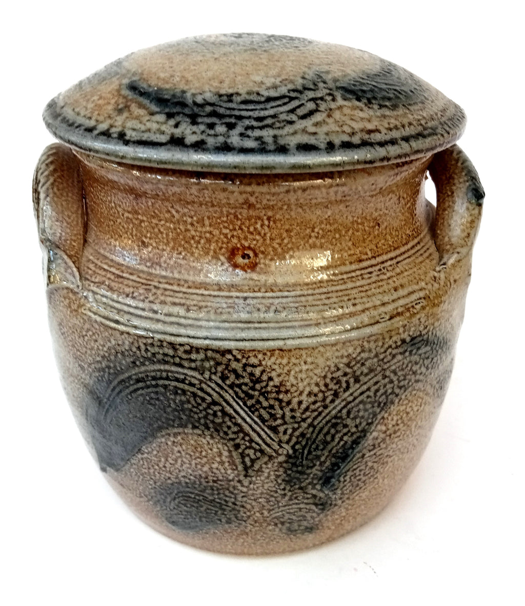 Ray Finch, Winchcombe pottery jar and cover, salt glazed stoneware, 2002