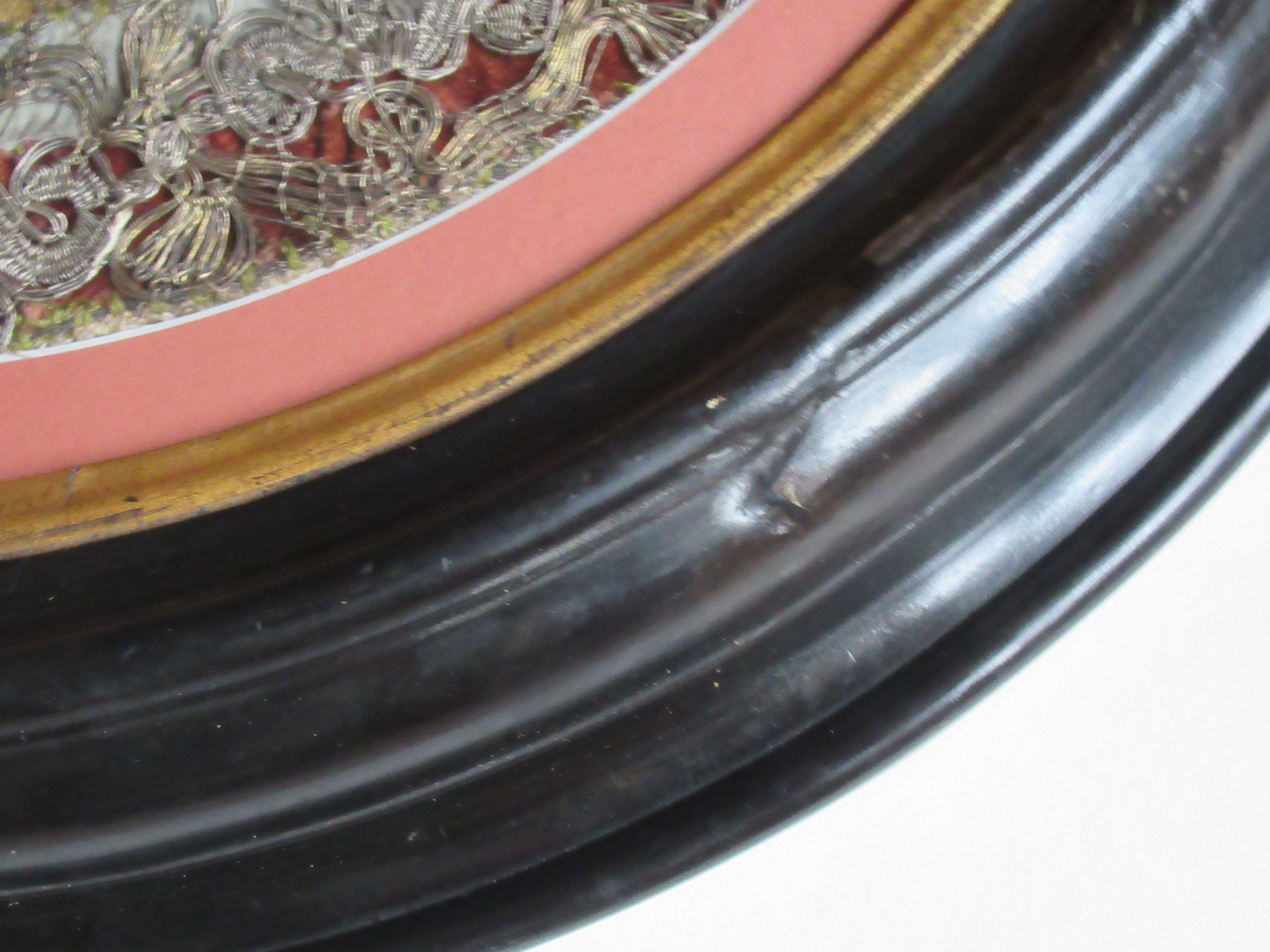 Early 17th century needlework picture, The Resurrection, 19th century frame