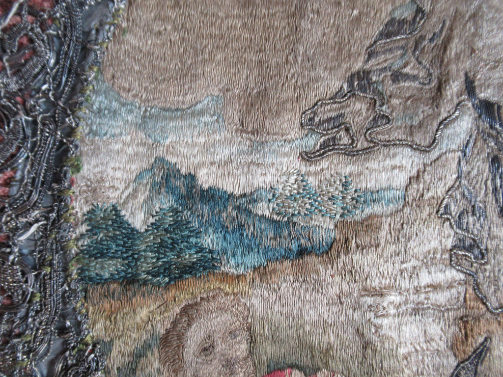 Early 17th century needlework picture, The Resurrection, 19th century frame