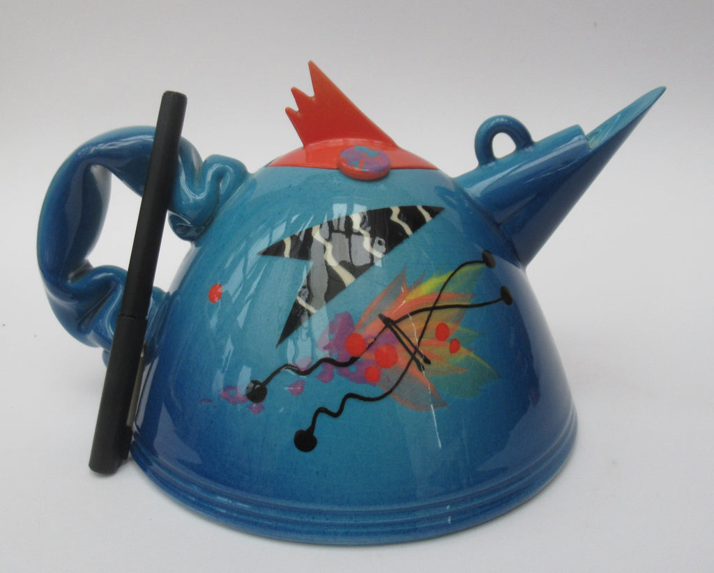 Richard Godfrey, fantastic earthenware studio pottery teapot, c1990