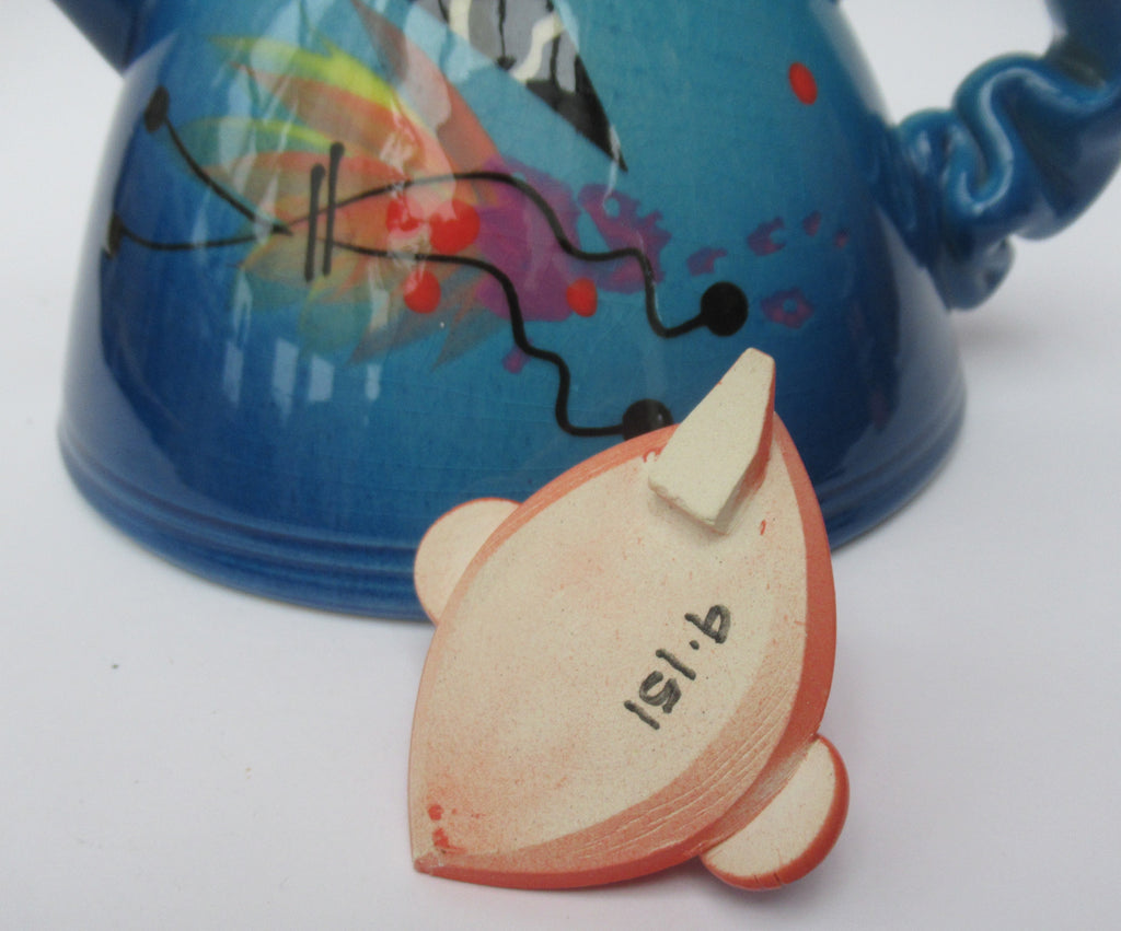 Richard Godfrey, fantastic earthenware studio pottery teapot, c1990
