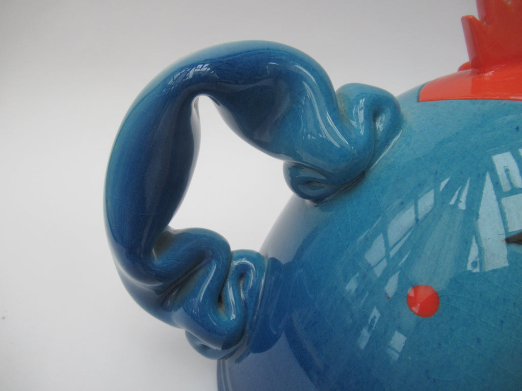Richard Godfrey, fantastic earthenware studio pottery teapot, c1990