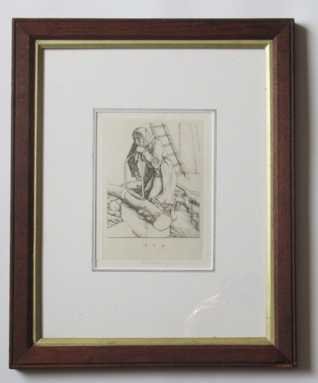 Robert Sargent Austin print, Hero's Widow, 1945 line engraving, signed, framed