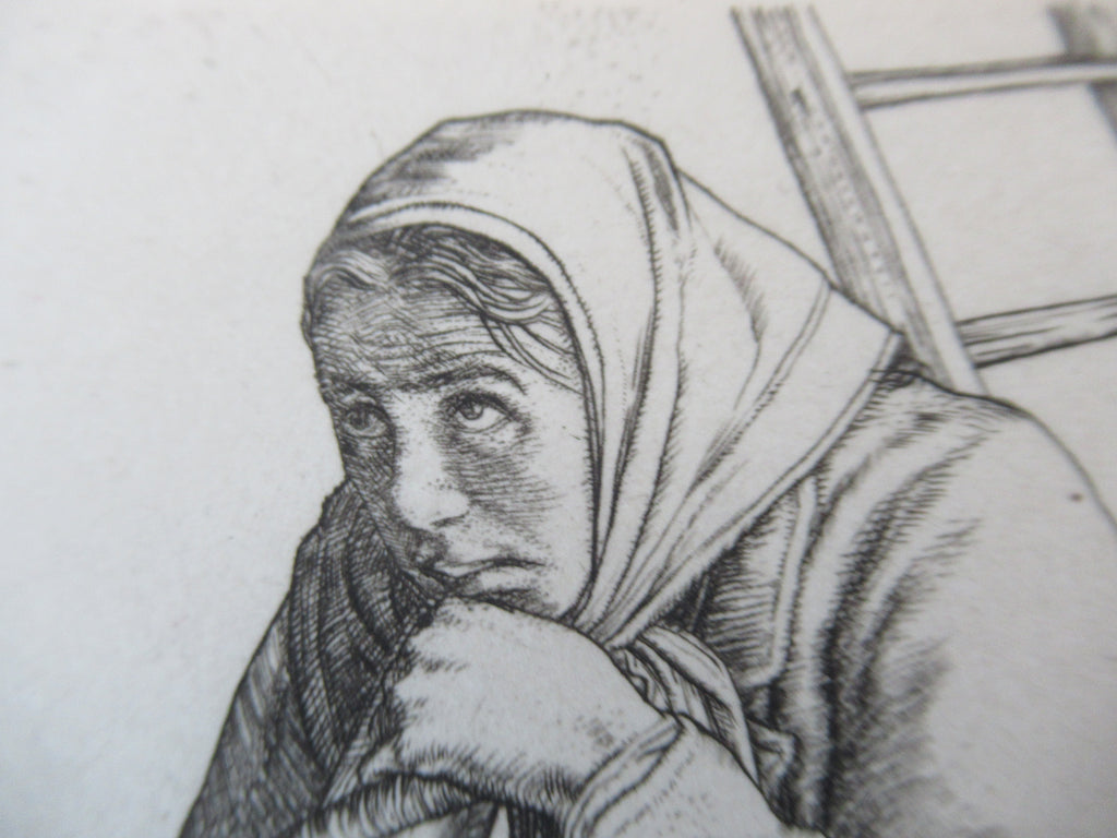 Robert Sargent Austin print, Hero's Widow, 1945 line engraving, signed, framed