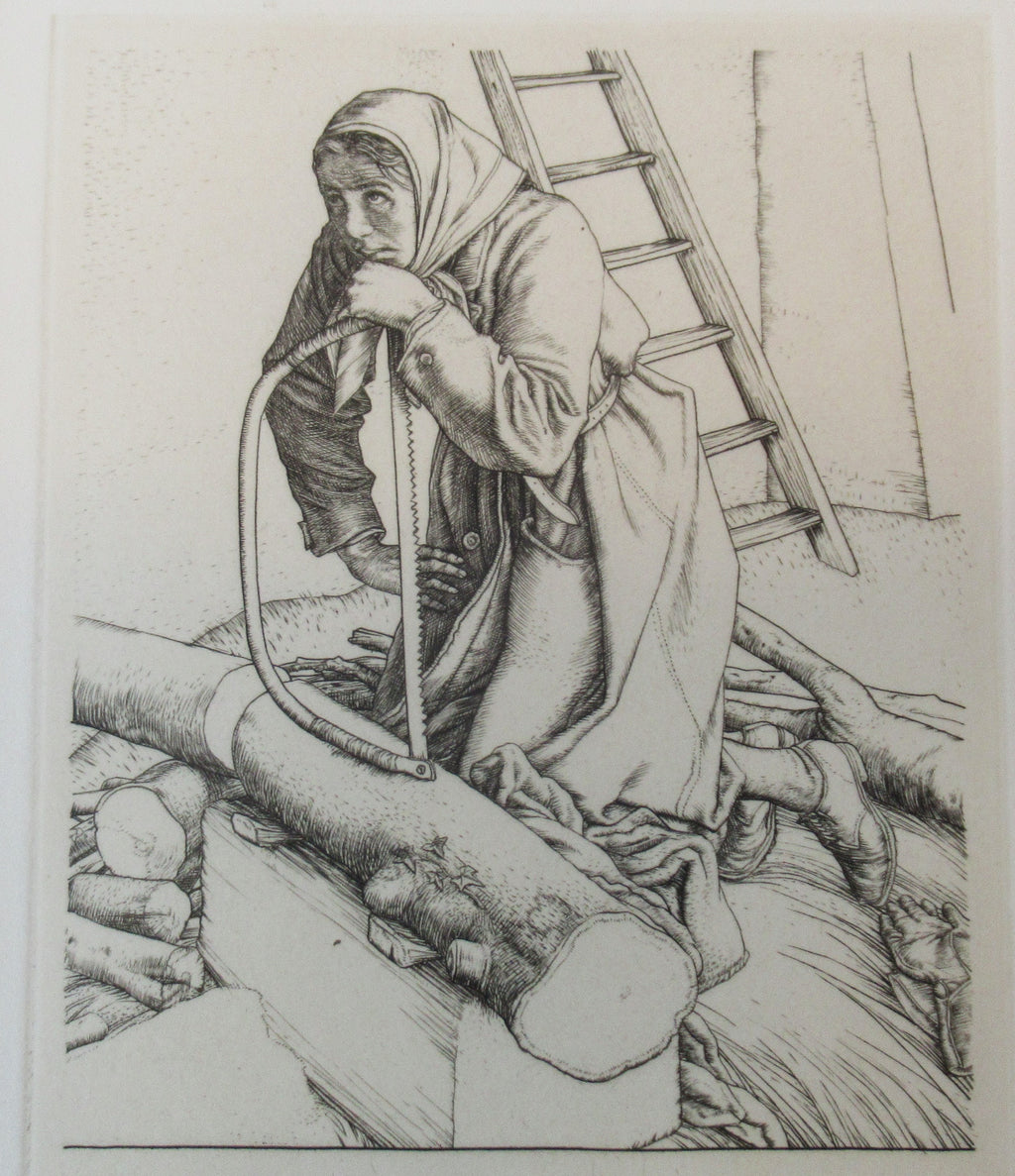 Robert Sargent Austin print, Hero's Widow, 1945 line engraving, signed, framed