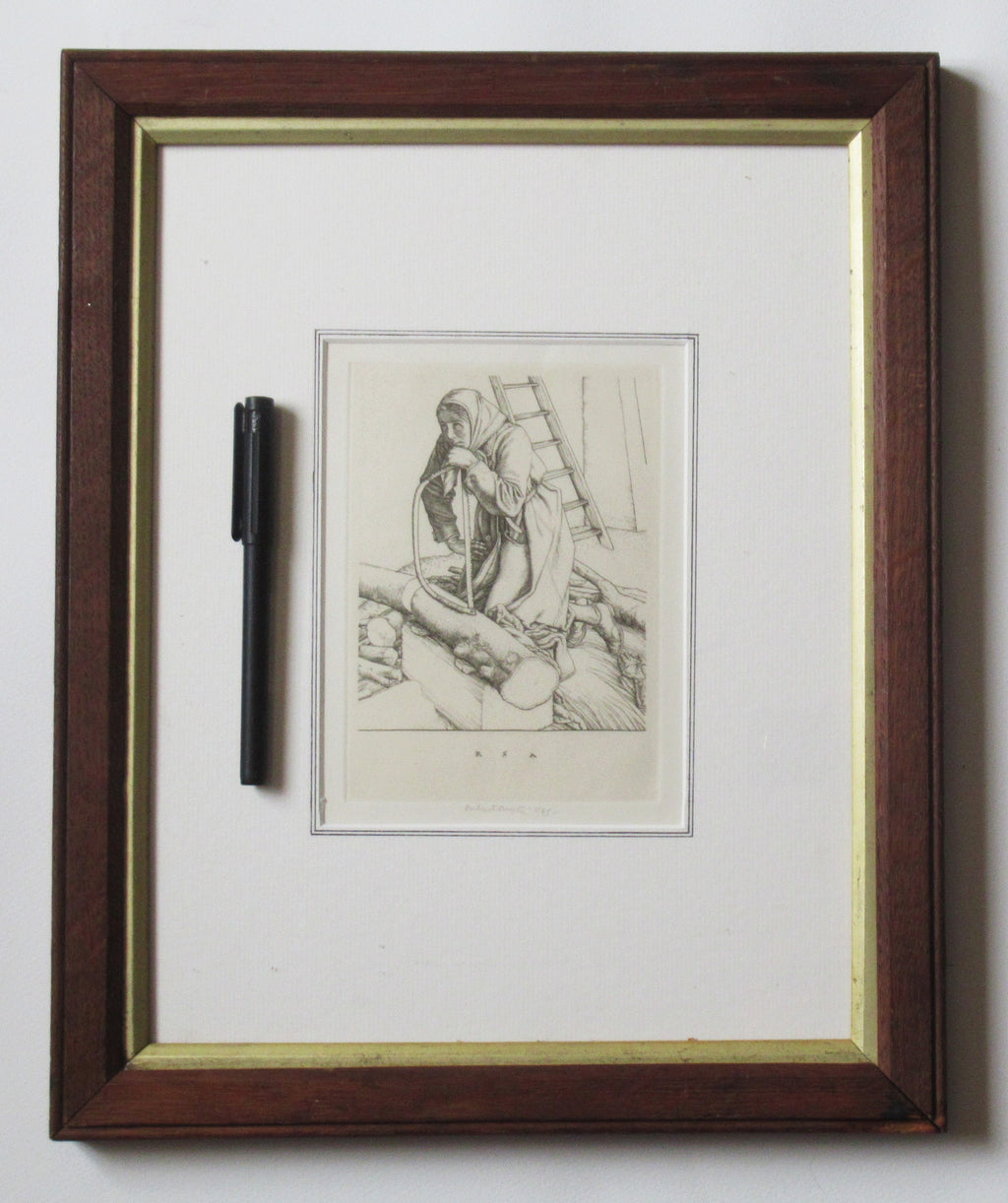 Robert Sargent Austin print, Hero's Widow, 1945 line engraving, signed, framed
