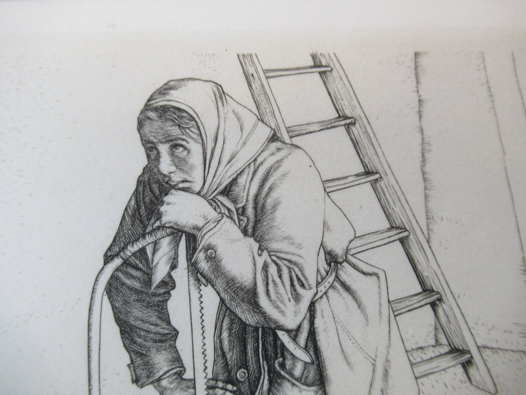 Robert Sargent Austin print, Hero's Widow, 1945 line engraving, signed, framed