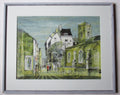 Ronald Maddox. original watercolour, G David's bookshop, Cambridge c1970, framed