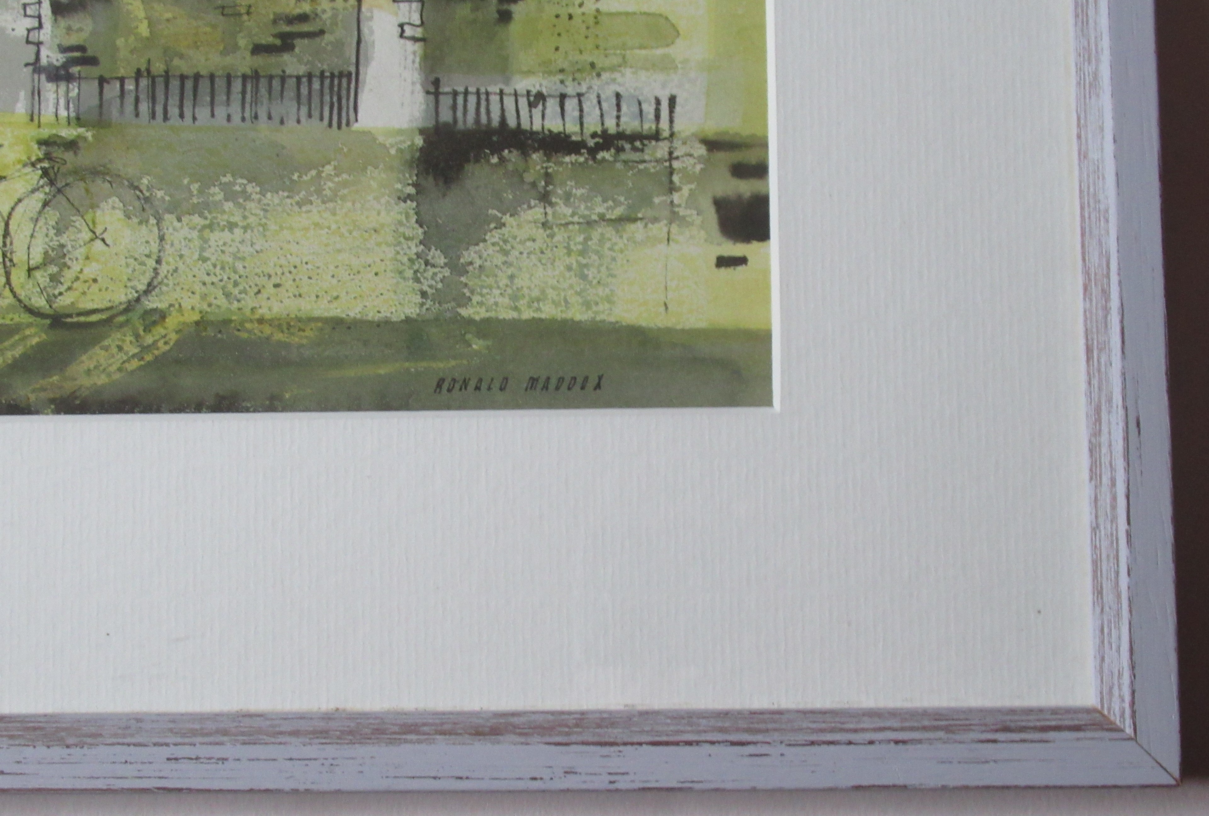 Ronald Maddox. original watercolour, G David's bookshop, Cambridge c1970, framed