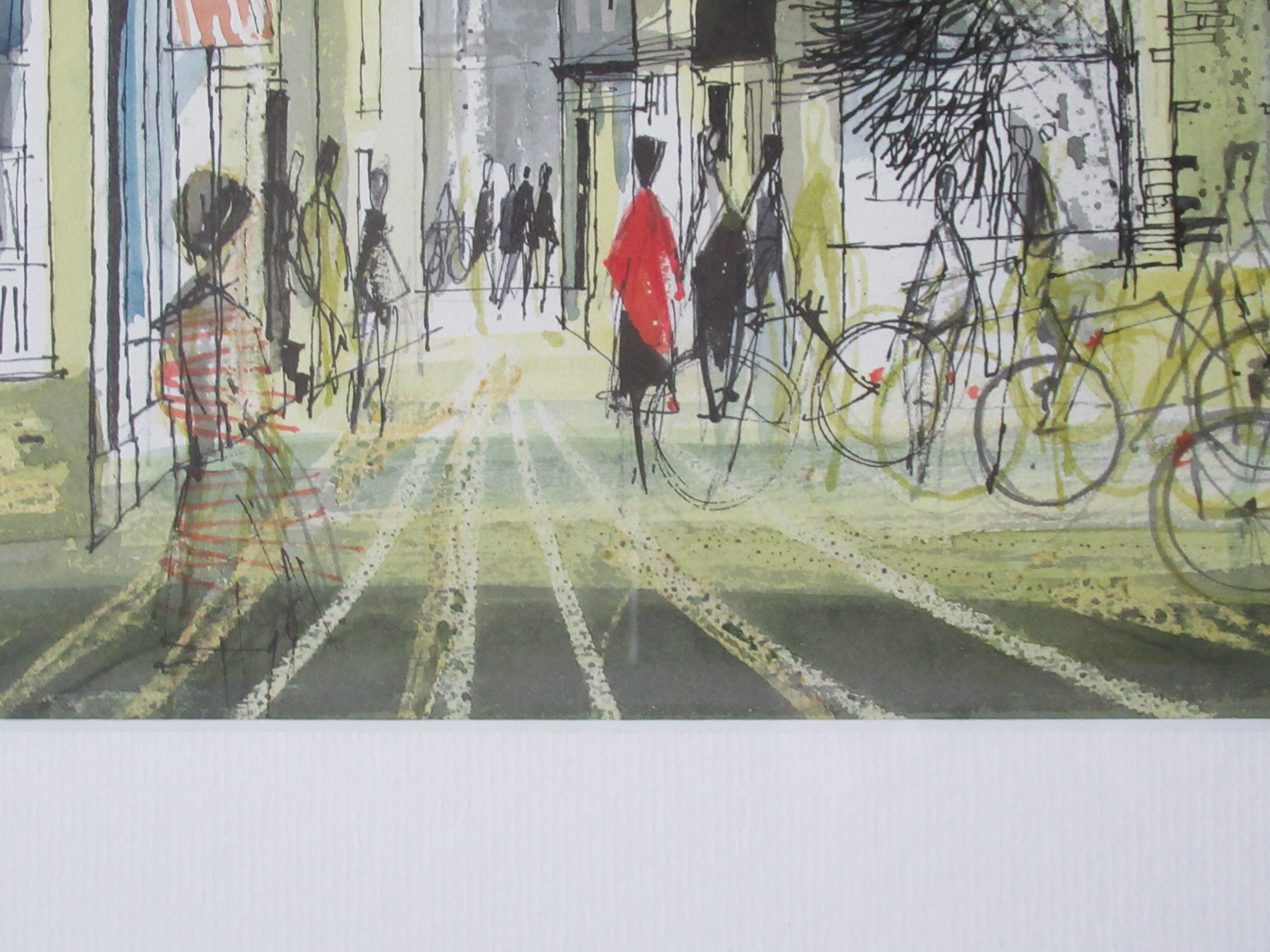 Ronald Maddox. original watercolour, G David's bookshop, Cambridge c1970, framed