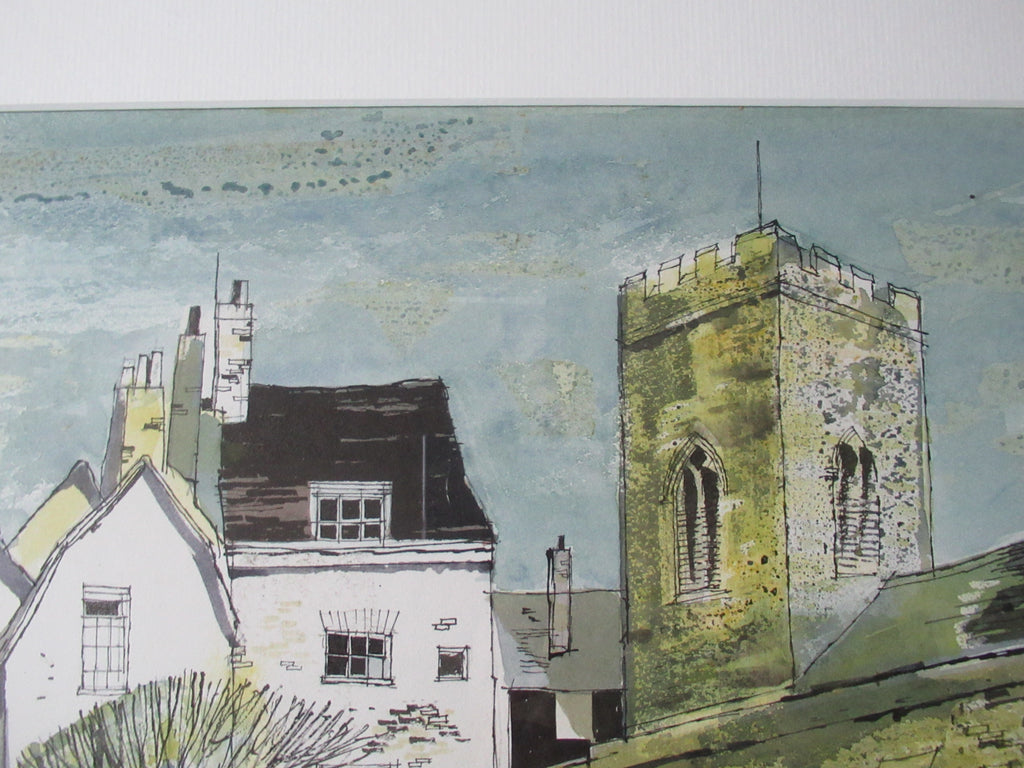 Ronald Maddox. original watercolour, G David's bookshop, Cambridge c1970, framed