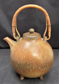 Gunnar Nylund, Rörstrand Sweden, stoneware teapot with hare's fur glaze, c1960