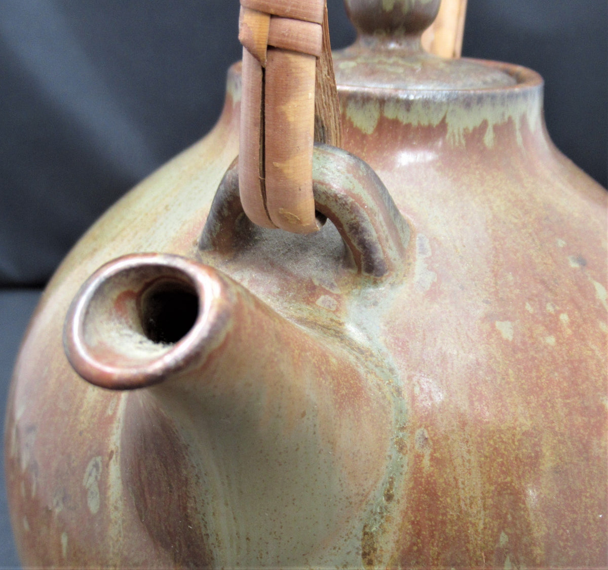 Gunnar Nylund, Rörstrand Sweden, stoneware teapot with hare's fur glaze, c1960