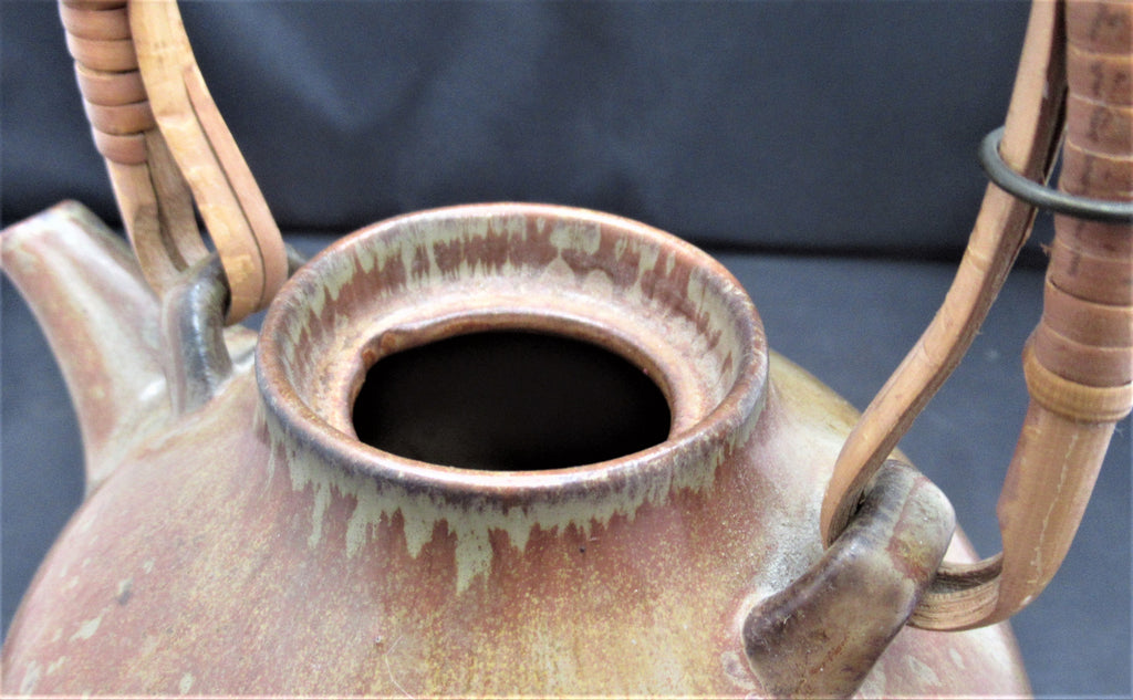 Gunnar Nylund, Rörstrand Sweden, stoneware teapot with hare's fur glaze, c1960