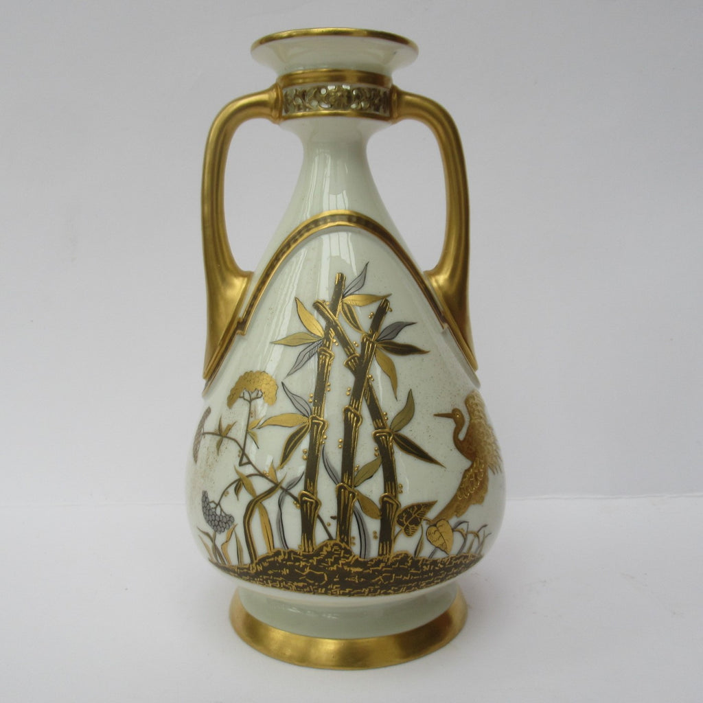 Royal Worcester Aesthetic Period porcelain and gilt vase 1881 in Japanese style