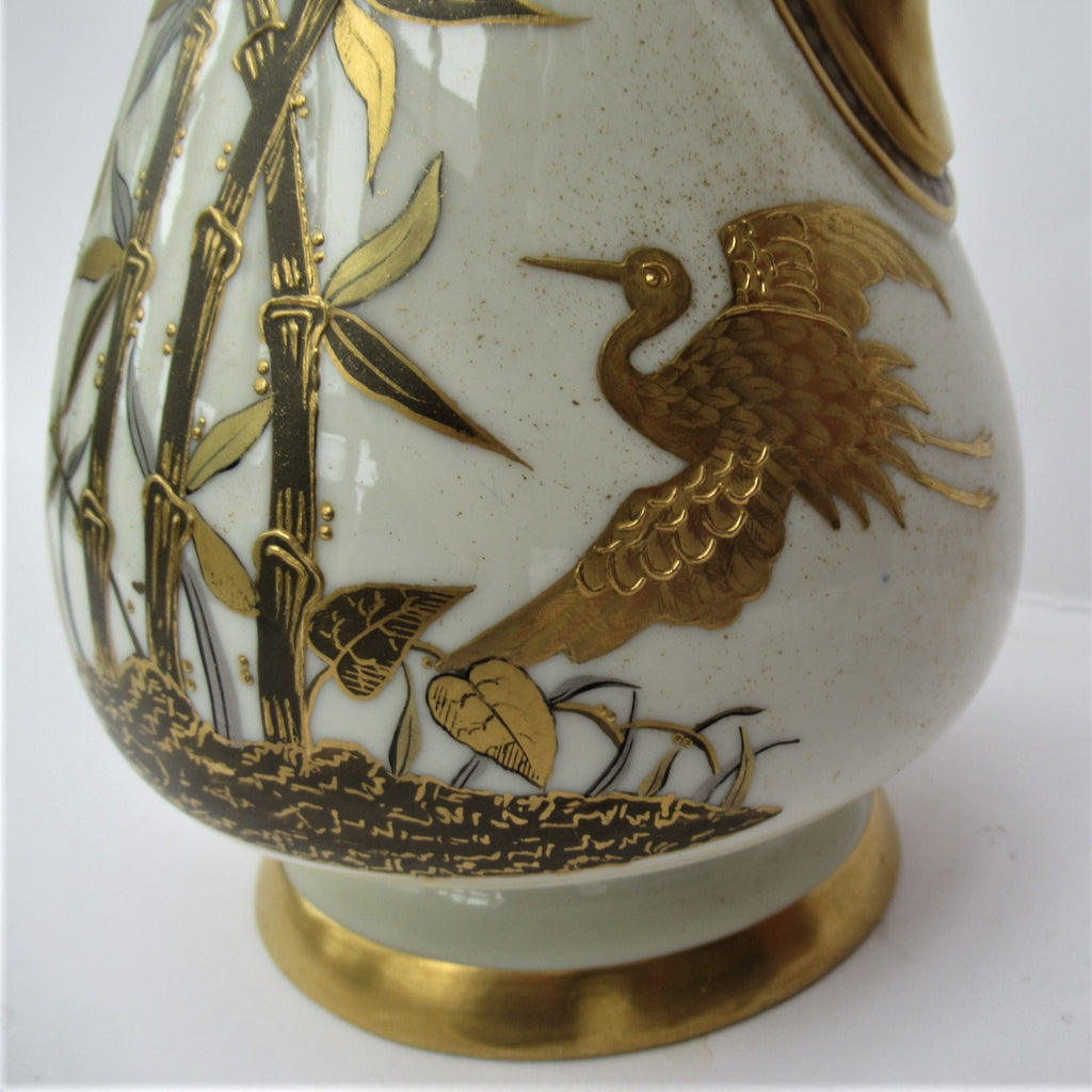 Royal Worcester Aesthetic Period porcelain and gilt vase 1881 in Japanese style