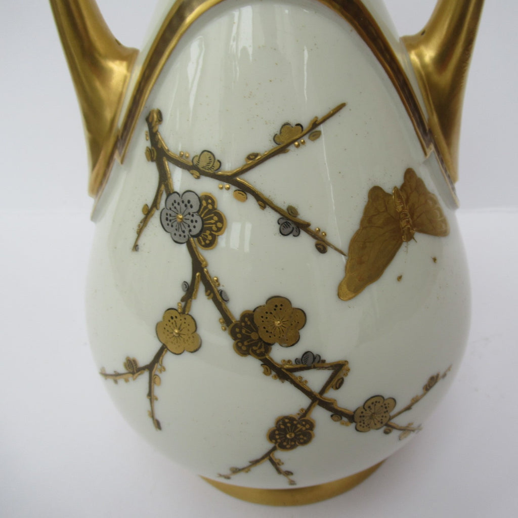 Royal Worcester Aesthetic Period porcelain and gilt vase 1881 in Japanese style
