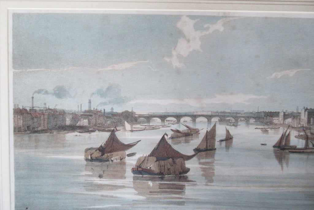 Thomas Shotter Boys 1842 pair of hand coloured prints views of the Thames London