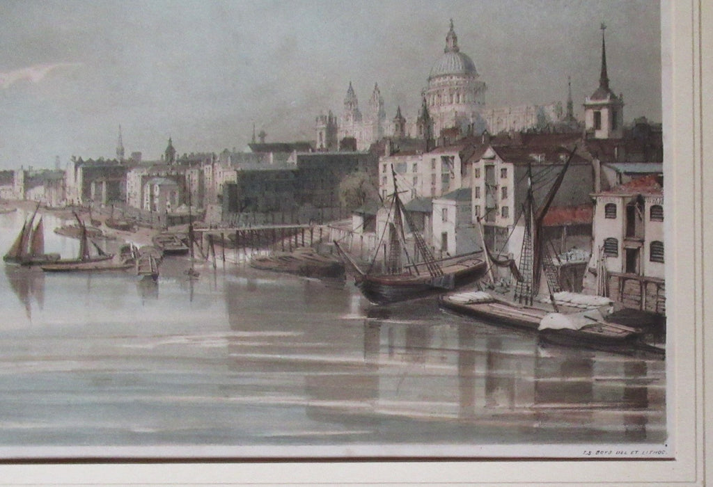 Thomas Shotter Boys 1842 pair of hand coloured prints views of the Thames London