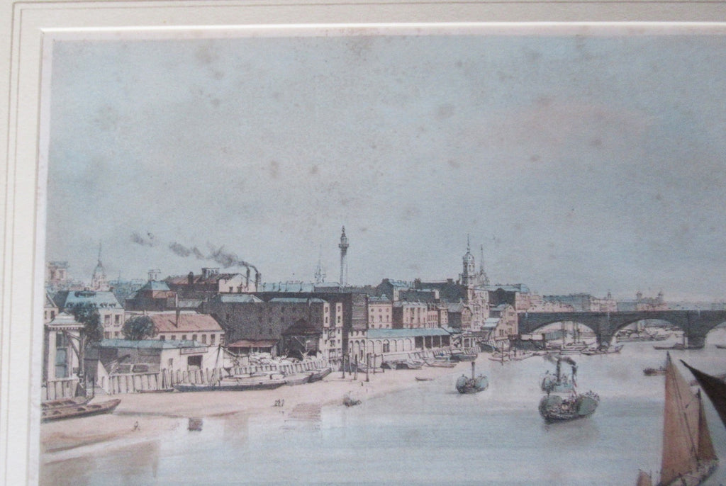 Thomas Shotter Boys 1842 pair of hand coloured prints views of the Thames London