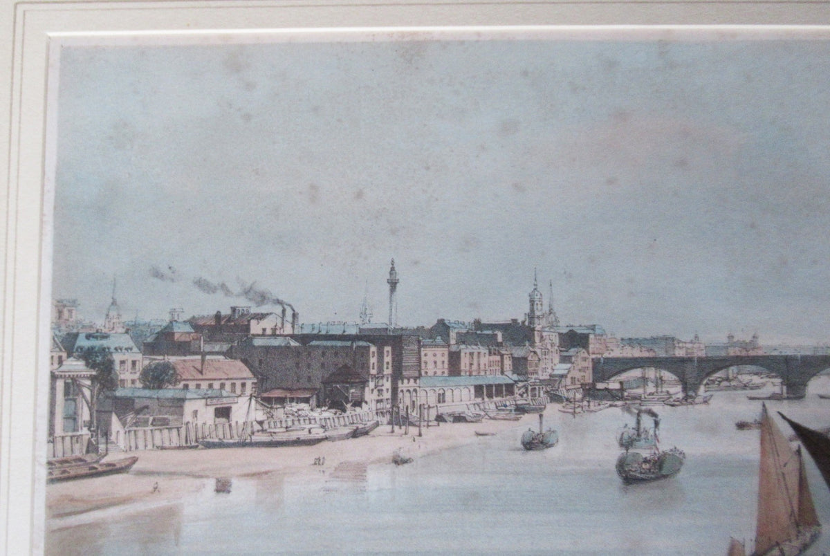 Thomas Shotter Boys 1842 pair of hand coloured prints views of the Thames London