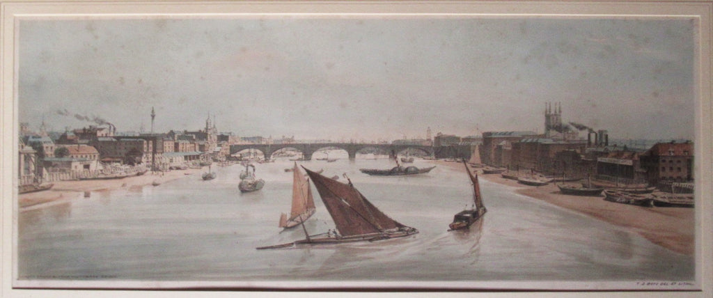 Thomas Shotter Boys 1842 pair of hand coloured prints views of the Thames London