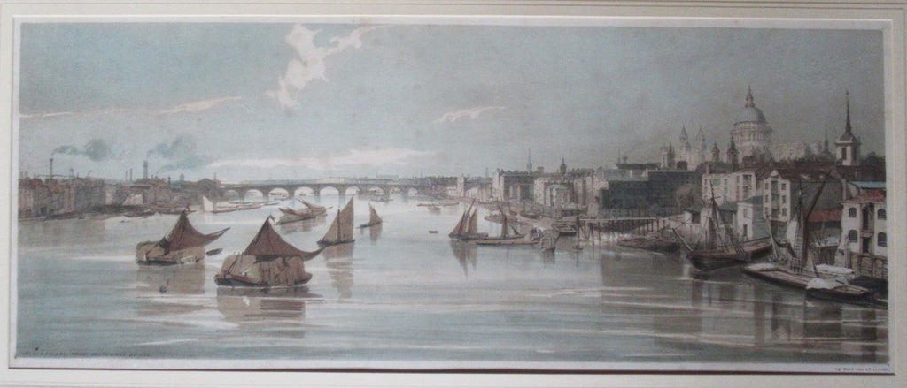 Thomas Shotter Boys 1842 pair of hand coloured prints views of the Thames London